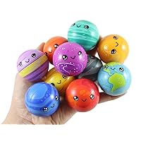 Set of 12 Cute Solar System Bouncy Ball Toy Set - Educational Learning Toy - Outer Space Planets - Replica Model Science Education