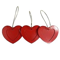 Bryant Red Walnut Wood Heart Photo Christmas Ornament, Pack of 3