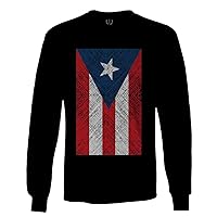 Vintage Bandera Puerto Rico Flag Boricua Rican Nuyorican Long Sleeve Men's