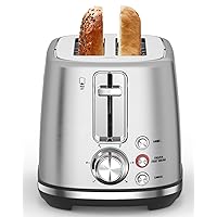2-Slice Toaster, Wide Slots, Auto Shut-Off, 6 Shade Dial. Perfect for Fruit Bread, Bagels, Waffles, Frozen Options, Easy-Clean Crumb Tray, Silver