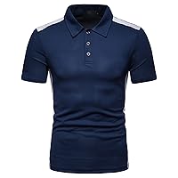 Golf Polo Shirts for Men Lightweight Color Block Short Sleeve Shirt Casual Slim Fit Athletic Tennis T-Shirt