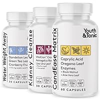 Youth & Tonic Water Weight Away and Kidney Cleanse and CandEase Matrix Bundle | Whole Body Cleanse Detox Program