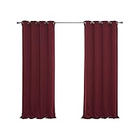 Best Home Fashion Basic Thermal Insulated Blackout Curtains - Antique Bronze Grommet Top - Burgundy - 52