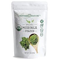 Organic Moringa Powder - 100% Raw Moringa Oleifera Leaf from India 1 LB (16 oz) - Energy Booster, Joint & Immune Support - Great in Drinks, Smoothies, Tea & Recipes (from Pure Leaves No Stems)