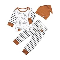 Welcome New Baby Boy Tops Clothes Striped Set Girl Outfits Shirt T Pants Boy Baby Boys Girls Size 7 Jogging (White, 70)