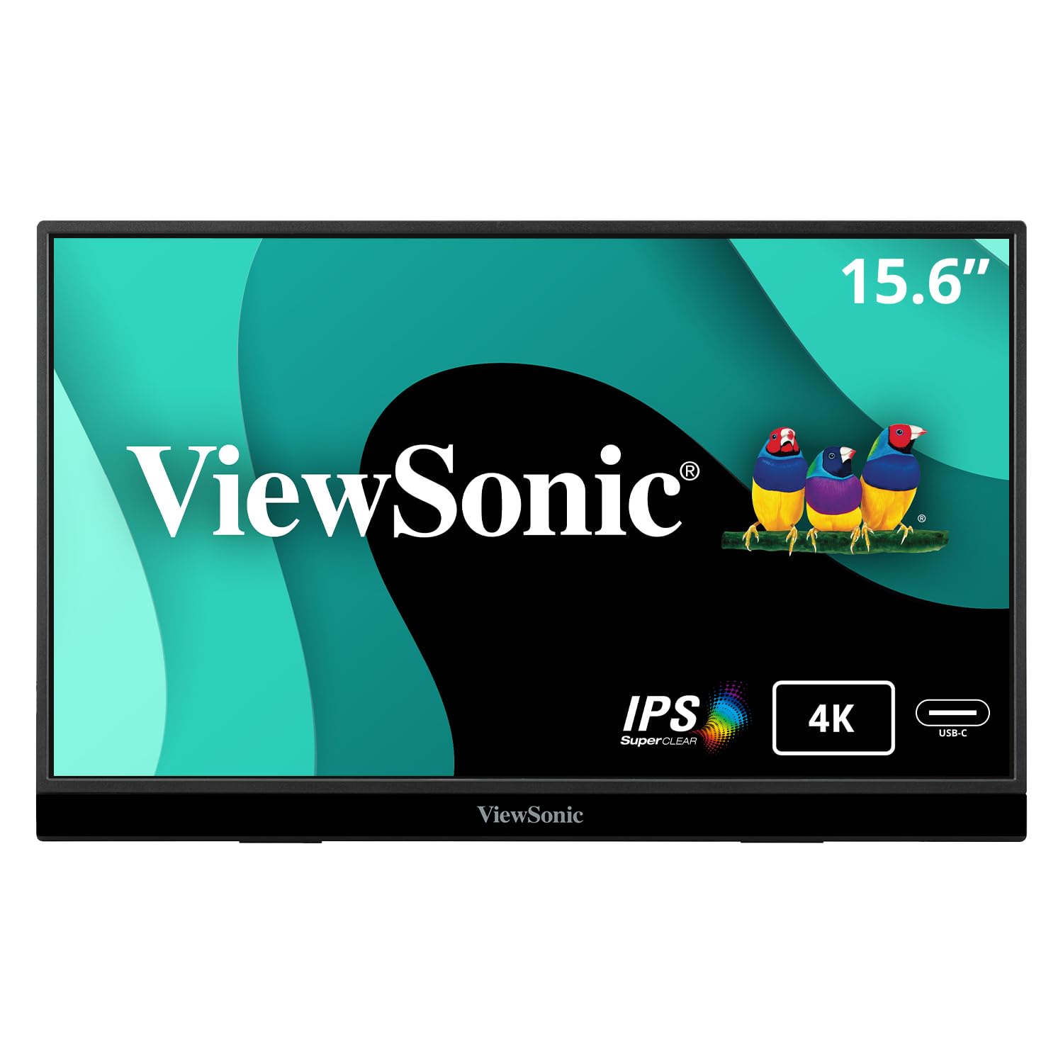 ViewSonic VX1655-4K 15.6 Inch 4K UHD Portable LED IPS Monitor with 2 Way Powered 60W USB C, Mini HDMI, Dual Speakers, and Built-in Stand with Tripod Mount
