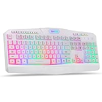 Redragon K503 Gaming Keyboard, RGB LED Backlit, Multimedia Keys, Silent USB Keyboard with Wrist Rest for Windows PC Games (Wireless, White)