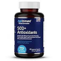SOD Antioxidants Complex Healthy Aging Supplement - 400mg of Superoxide Dismutase - Alpha Lipoic Acid - L-Arginine -Lysine - AKG - Vitamin A - Vitamin E for Immune Support -60 Capsules