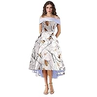 YINGJIABride Country Camo Wedding Dresses High Low Bridesmaid Gowns Off Shoulder 2023