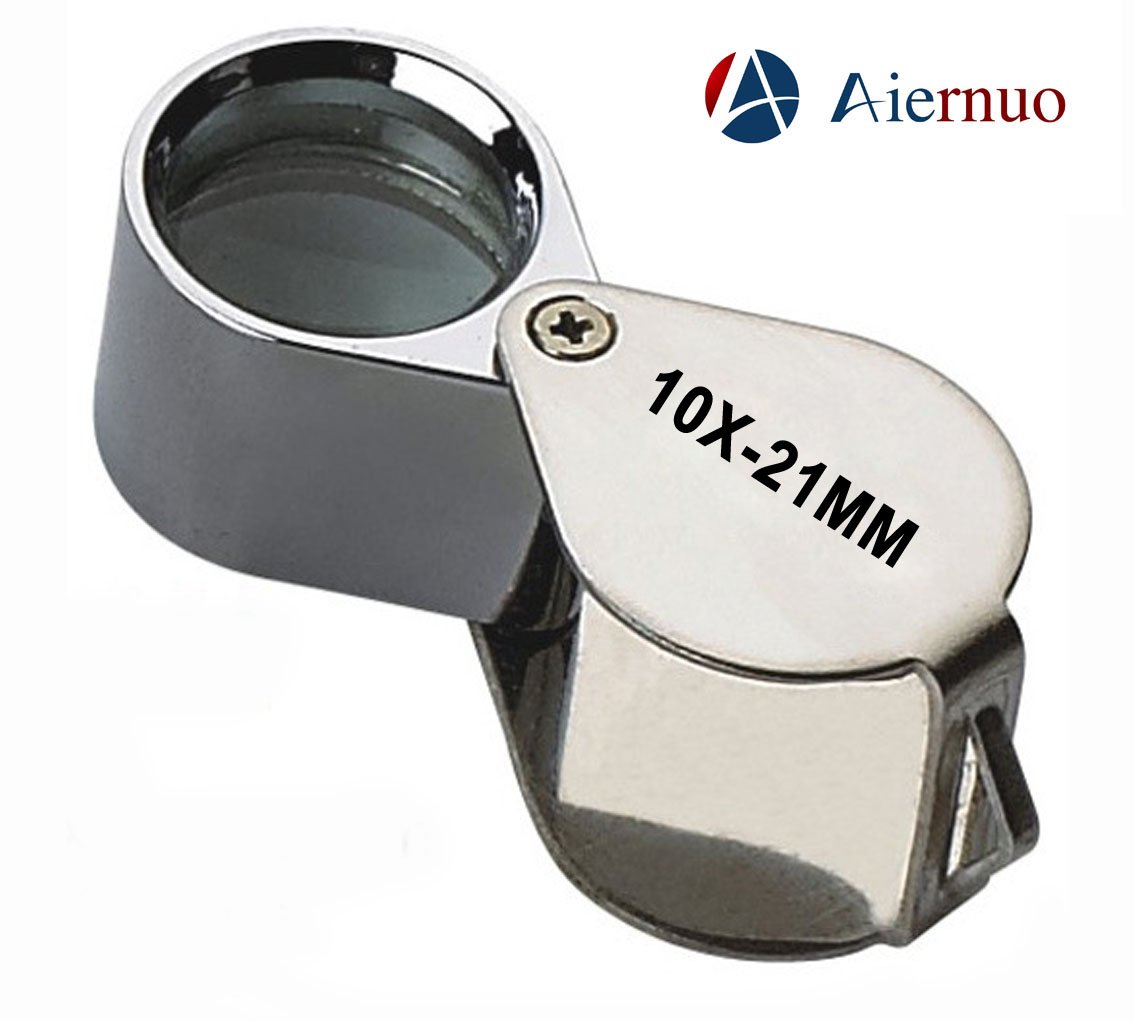 Aiernuo Loupes 10x Glass Jeweler Loupe Loop Eye Magnifier Magnifying Magnifier Metal Body Silver (10x21mm)