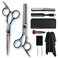 10 PCS Hair Cutting Scissors Set,Haircut Scissors Kit,with Cutting Scissors,Thinning Scissors,Comb,Cape,Clips,for Barber, Salon, Home