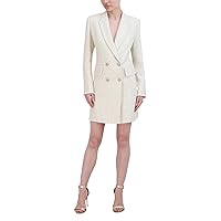 BCBGMAXAZRIA Women's Long Sleeve V Neck Mini Tweed Blazer Dress