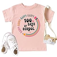 100th Days of School Shirt Toddler Girls Boys Happy 100 Days of School T-Shirt Baby Kids School Tee