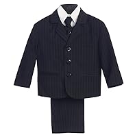 Style # 3750-5 Piece Black Pin-Striped Suit with Vest and Tie