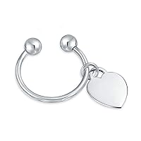 Bling Jewelry Unisex Heart, Star, Oval, Dog Tag ID Keychain Ball Screw Tip Key Ring .925 Sterling Silver Customizable