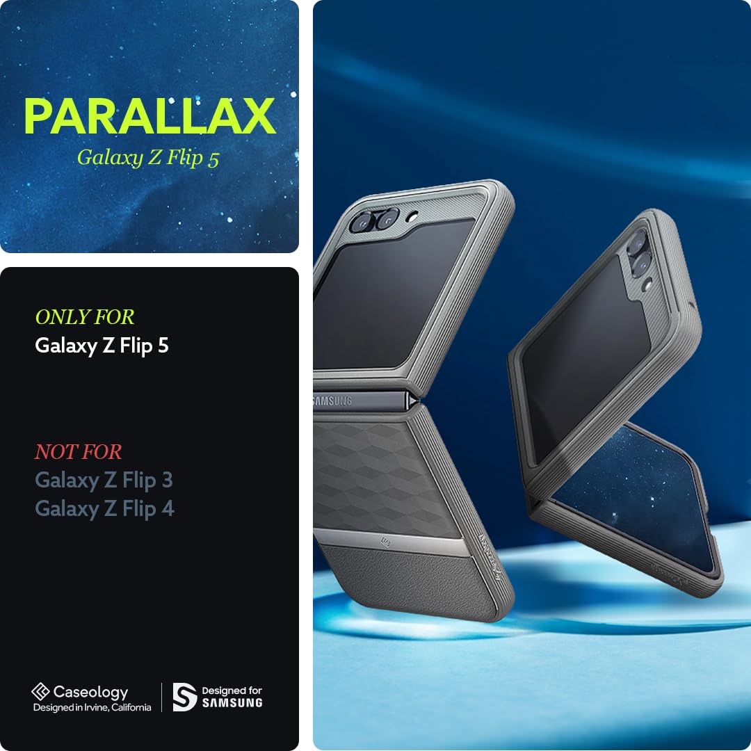 Caseology Parallax [3D Ergonomic Design] Protective Case Compatible with Samsung Galaxy Z Flip 5 Case (2023) - Ash Gray