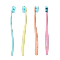 Cocofloss Cocobrush, Ultra-Soft Manual Toothbrush, Dentist-Designed, Gentle on Gums, Made from Recycled Plastic, Rainbow Set, Multipack of 4