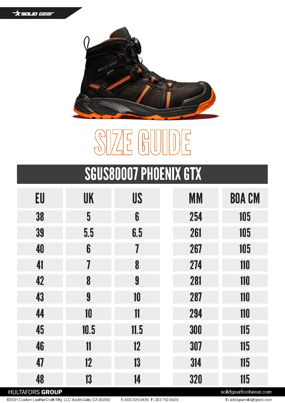 Solid Gear SGUS80007 Phoenix GTX BOA® Safety Shoe, Size 12