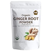 Organic Ginger Root Powder (Zingiber officinale) 8 oz 226 gm Premium Quality, Keto Friendly Smoothie Cookie