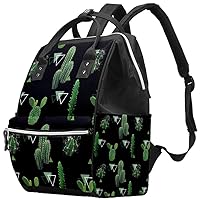 Cactus with Geometric Triangle Diaper Bag Travel Mom Bags Nappy Backpack Large Capacity for Baby Care