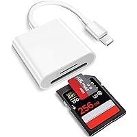 2 in 1 Lightning to SD Card Reader for iPhone, [Apple MFi Certified] Dual Slot Micro SD TF Trail Game Camera Memory Card Reader Adapter, Quickly Transfer Photos Videos Plug and Play