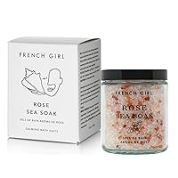 French Girl Rose Bath Salts - Soothing Epsom Salt for Soaking, Aromatherapeutic Blend of Dead Sea Salt for Sore Muscles, Detoxing, and Relaxation, Clean, Vegan & Cruelty-Free, 10oz