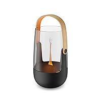 Aroma Diffuser and Lantern Sophie with Bamboo Handle for Indoors and Outdoors, disperses Essential Oils and Lights up with Flame Effect, Battery Running time of up to 11 Hours, Black