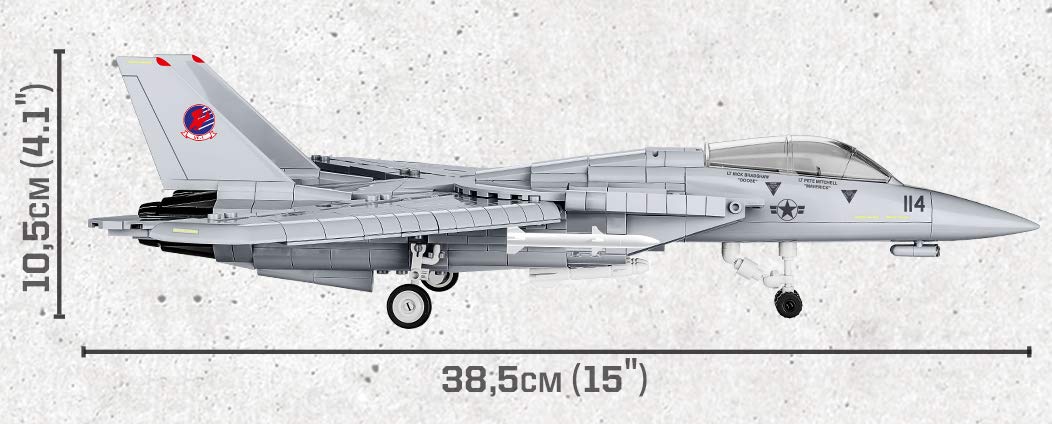 COBI Top Gun F-14A Tomcat Fighter Plane - 1:48 Scale 754 Piece Building Set with Maverick and Goose Figures