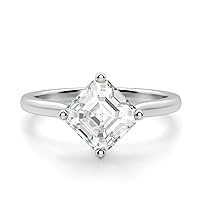 1 CT Asscher Cut Colorless Moissanite Engagement Rings for Women, Classic Handmade Moissanite Diamond Bridal Wedding Rings, Anniversary Propose Gift