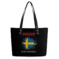 Sweden in My Heartbeat Tote Bag for Women Large Handbags Top Handle Satchel Ladies Shoulder Bags