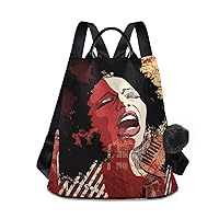 ALAZA Music Jazz Afro American Backpack Purse with Adjustable Straps
