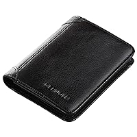 Men's Genuine Leather Wallet RFID Blocking Trifold Soft and Durable Billfold (Bifold, Black)
