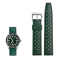 Premium-Grade Tropic Fluorine Rubber watchband for Seiko SRP777J1 SKX Watch Band Diving Waterproof Bracelet 20 22mm Straps (Color : Green Silver, Size : 20mm)