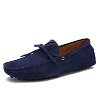 Mens Leisure Moccasins Lace-up Knot Suede Leather Driving Loafers Boat Shoes