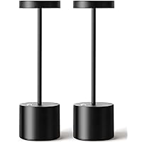 Modern Cordless Small Table Lamps Set of 2, Portable LED Desk Lamp, 5000mAh Rechargeable Battery Operated Lighting for Restaurant/Bedroom/Bedside/Bar/Outdoor/Party/Night Light(Black)