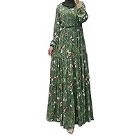 Traditional Dresses for Women Plus Size Women Floral High Neck Dress Muslim Dress