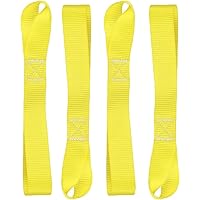 4 Pack Soft Loop Tie Down Straps - 2 inch x 19.7 inch- 45000 Lbs Breaking Strength - Loops for Securing ATV, Motorcycles, UTV, Dirt Bikes,Scooters, Lawn & Garden Equipments (Yellow)