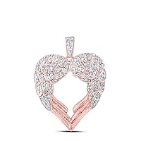 The Diamond Deal 10kt Rose Gold Womens Round Diamond Wing Heart Pendant 1/2 Cttw