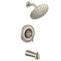 Moen Eva Brushed Nickel Tub and Shower Faucet Trim with Eco-Performance Rainshower, Valve Required, T2233EPBN