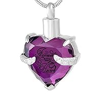 misyou Forever in My Heart Crystal Birthstone Necklace Stainless Steel Cremation Ashes Pendant Memorial Cremation Urn Jewelry