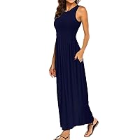 Hount Women's Summer Sleeveless Striped Flowy Casual Long Maxi Dress with Pockets