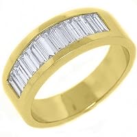 14k Yellow Gold Mens Baguette Cut Channel Set Diamond Ring 1.75 Carats
