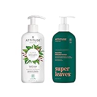 Bundle of ATTITUDE Liquid Hand Soap, EWG Verified, Plant and Mineral-Based, Vegan Personal Care Products, Vine Leaves and Pomegranate, 16 Fl Oz + Body Lotion, 16 Fl Oz