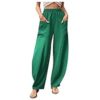 Wide Leg Pants for Women Loose Fit Palazzo Pants Summer Casual High Waist Stretchy Boho Beach Trousers with Pockets