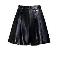 PU Leather Pants Loose Elastic for Women High Waist Solid Color Hip Push Up Party Faux Leather Shorts Plus Size