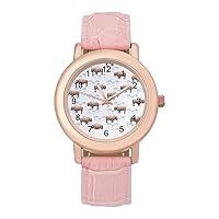 Bison's and Clouds PU Leather Strap Watch Wristwatches Dress Watch for Women