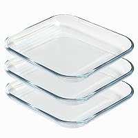 7 Inch Square Tempered Glass Dessert Plates, Small Mini Appetizer, Fruit, Salad and Cake Plates, Set of 3
