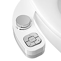 PIKETS Bidet Attachment for Toilet, Dual Nozzle (Frontal and Rear Wash) Non-Electric Fresh Water Toilet Seat Attachment with Nozzle Self Cleaning, Adjustable Water Pressure(Chrome Silver)