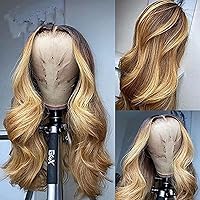 Highlight Blonde Body Wave Lace Front Wigs Honey Blonde 1b1b4T27 Human Hair Wigs For Woman 180% Highlight Wigs 13x6 HD Transparent Lace Front Wigs Pre Plucked Glueless Brazilian Remy Hair