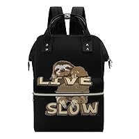 Slow Live Sloth Large Capacity Shoulder Bag Waterproof Mommy Tote Bags Travel Diaper Backpack for Women